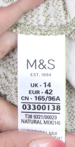 Marks and Spencer Women’s Grey Striped Knit T-Shirt UK 14