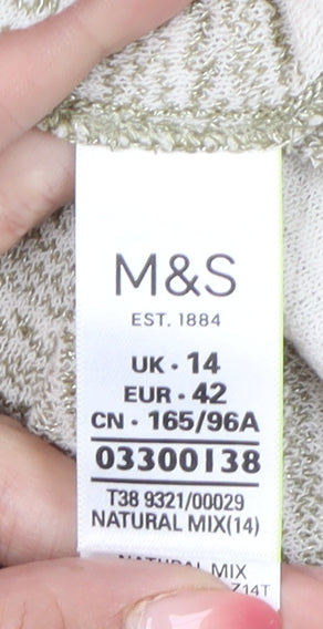 Marks and Spencer Women’s Grey Striped Knit T-Shirt UK 14