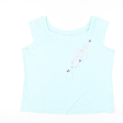Marks and Spencer Women’s Blue Embroidered Cotton Sleeveless T-Shirt UK 22