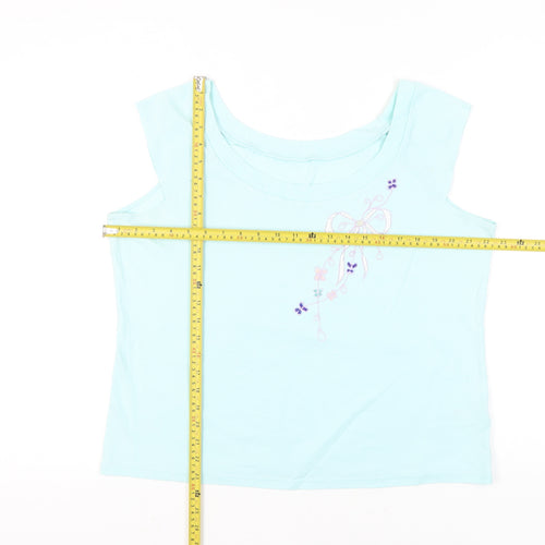Marks and Spencer Women’s Blue Embroidered Cotton Sleeveless T-Shirt UK 22