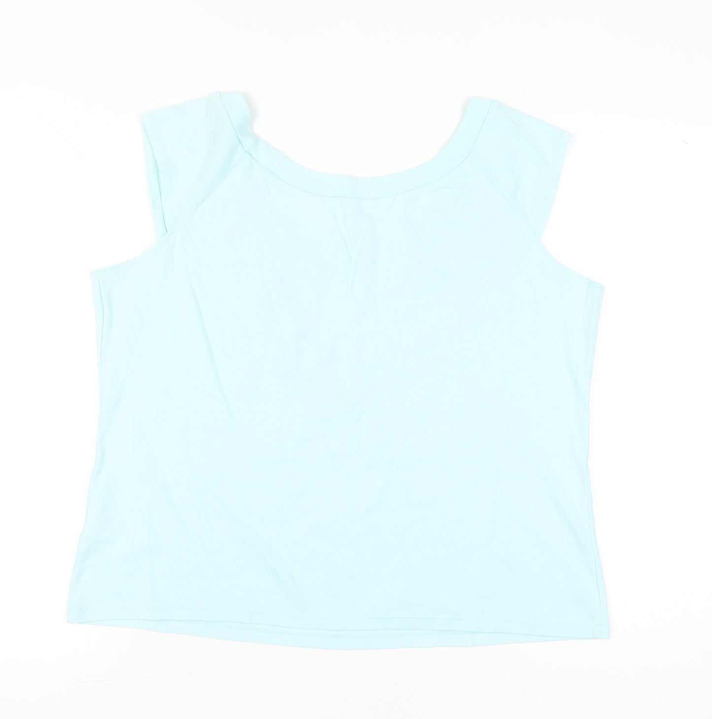 Marks and Spencer Women’s Blue Embroidered Cotton Sleeveless T-Shirt UK 22