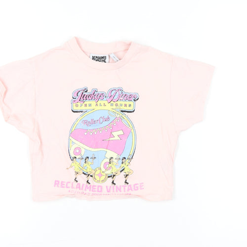 Reclaimed Vintage Womens Pink Cropped Graphic T-Shirt Size S