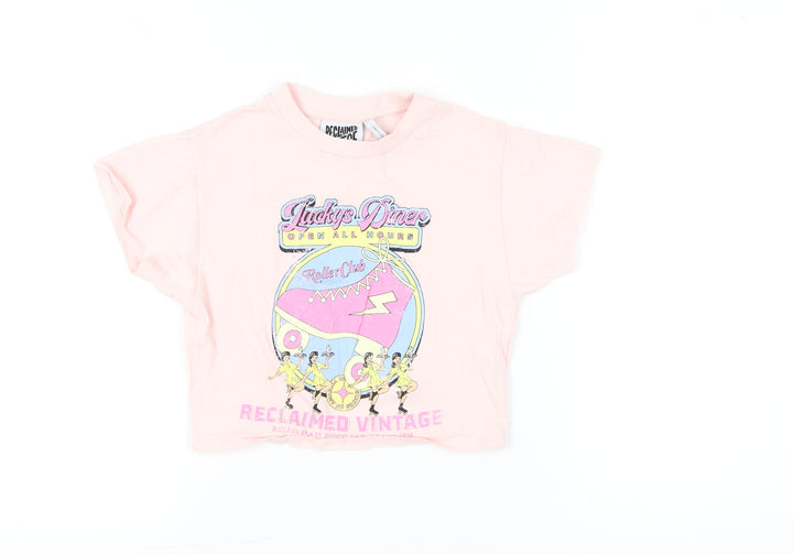 Reclaimed Vintage Womens Pink Cropped Graphic T-Shirt Size S