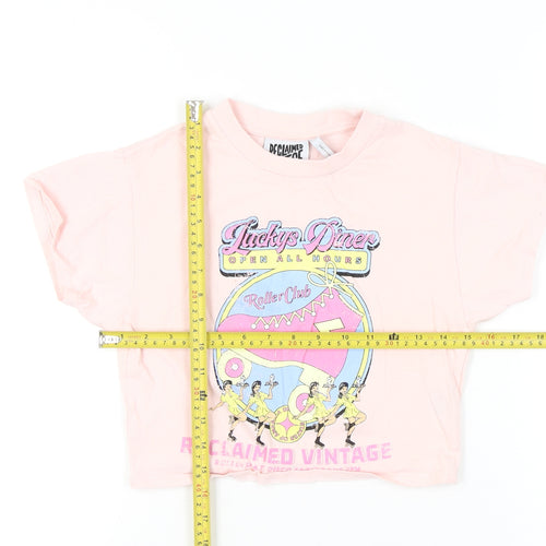 Reclaimed Vintage Womens Pink Cropped Graphic T-Shirt Size S