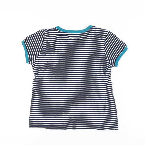 Brave Soul Women’s XS Blue Striped Sequin Heart Cotton T-Shirt