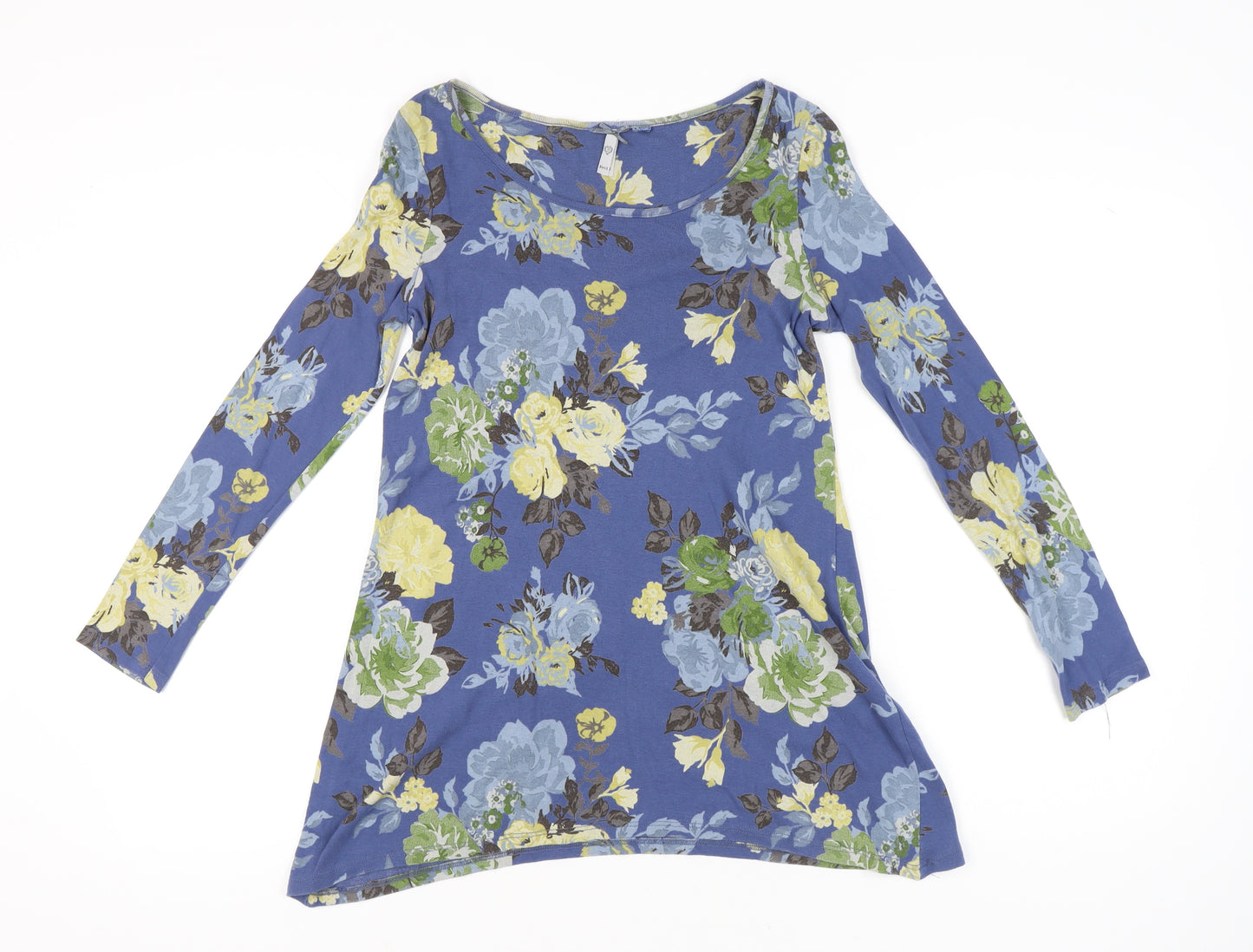 Next Womens Blue Floral Long Sleeve Cotton Tunic Top UK 10