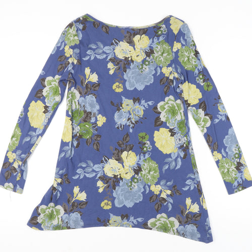 Next Womens Blue Floral Long Sleeve Cotton Tunic Top UK 10