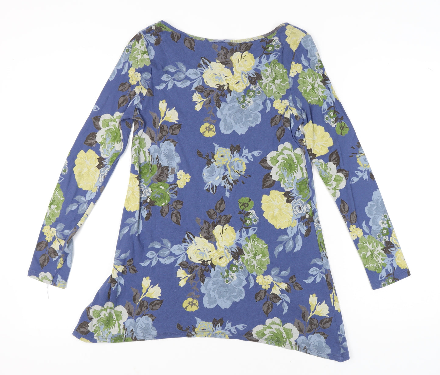 Next Womens Blue Floral Long Sleeve Cotton Tunic Top UK 10