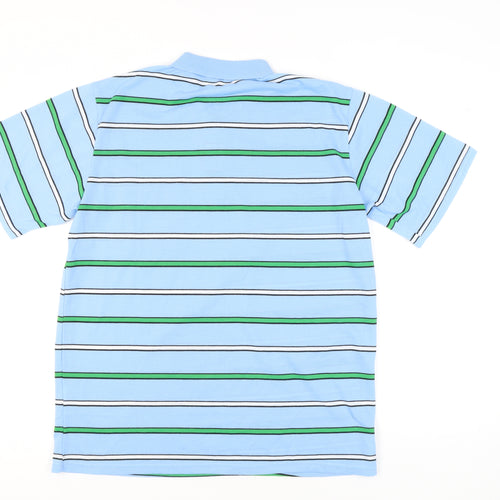 Fight the Wolf Men’s Blue Striped Polo Shirt XL Cotton Blend