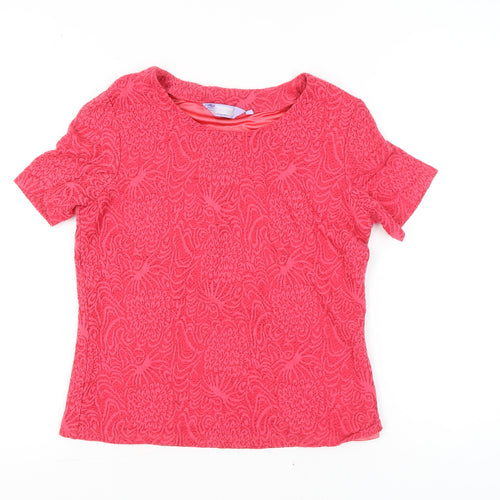 Honor Millburn Womens Pink Jacquard T-Shirt Size 12 Short Sleeve