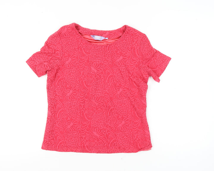 Honor Millburn Womens Pink Jacquard T-Shirt Size 12 Short Sleeve