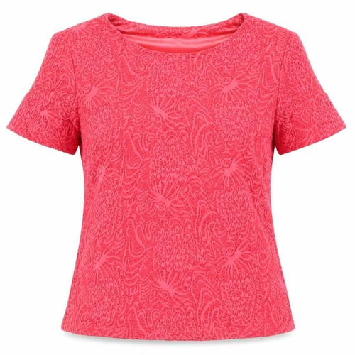 Honor Millburn Womens Pink Jacquard T-Shirt Size 12 Short Sleeve
