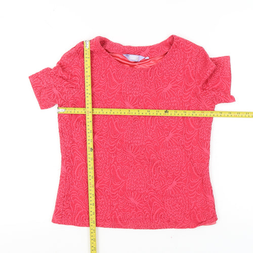 Honor Millburn Womens Pink Jacquard T-Shirt Size 12 Short Sleeve