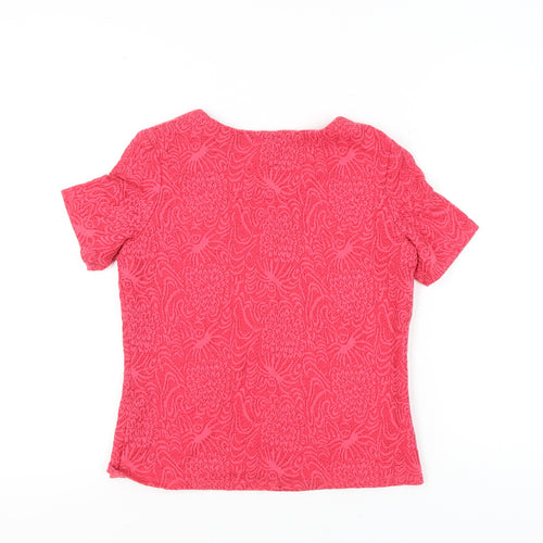 Honor Millburn Womens Pink Jacquard T-Shirt Size 12 Short Sleeve