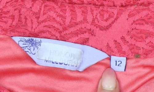 Honor Millburn Womens Pink Jacquard T-Shirt Size 12 Short Sleeve