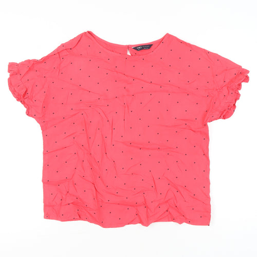 Marks and Spencer Womens Pink Polka Dot Blouse Size 12 Short Sleeve