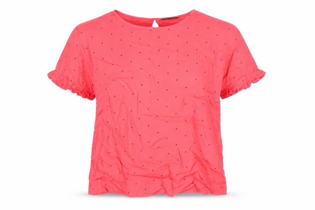 Marks and Spencer Womens Pink Polka Dot Blouse Size 12 Short Sleeve