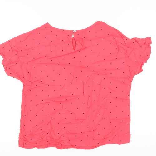 Marks and Spencer Womens Pink Polka Dot Blouse Size 12 Short Sleeve