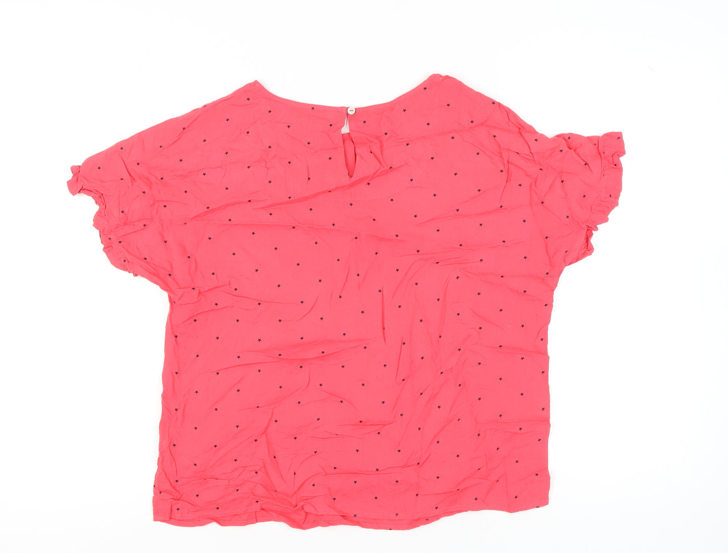 Marks and Spencer Womens Pink Polka Dot Blouse Size 12 Short Sleeve