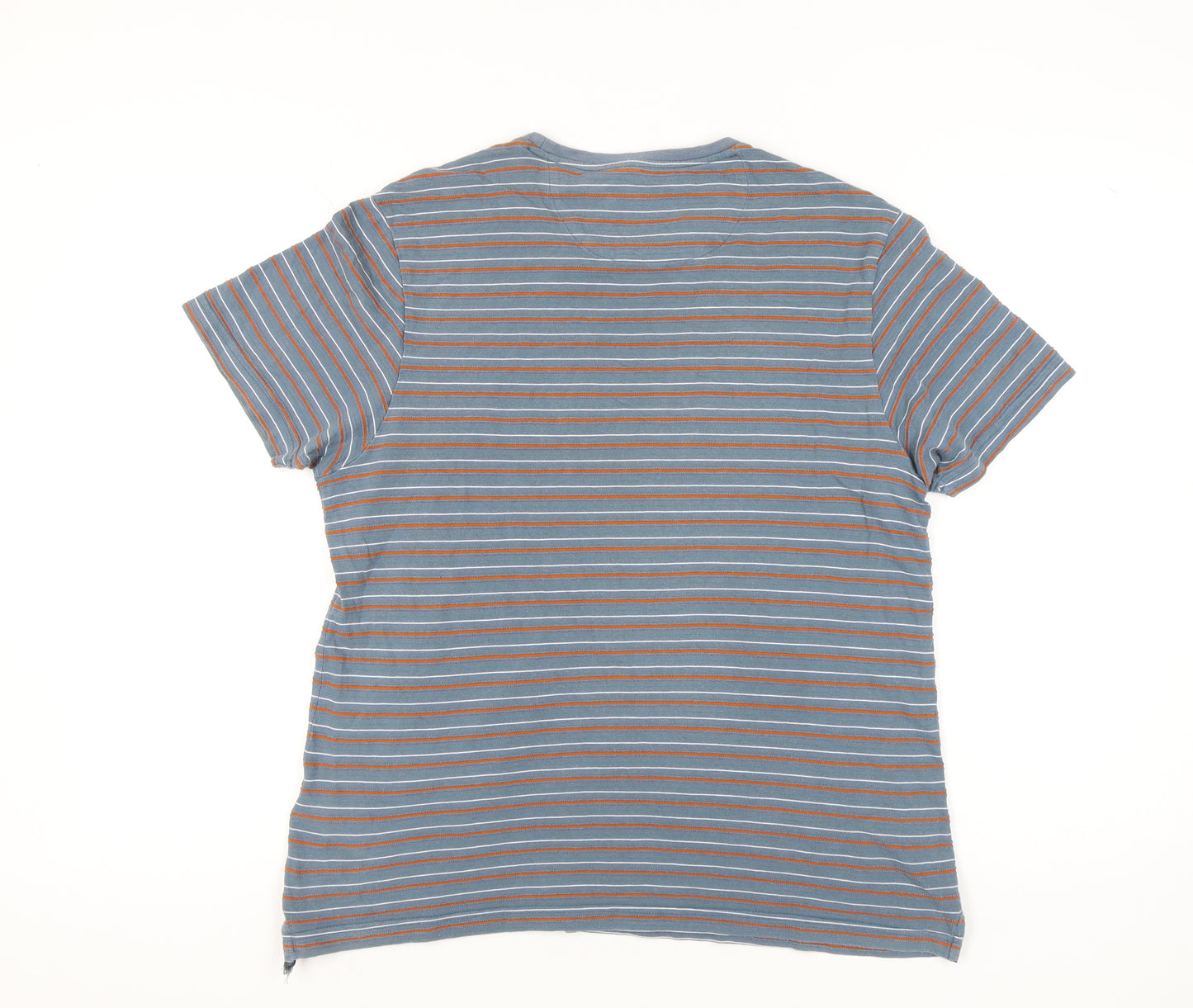 Farah Men's Blue XL Striped Cotton T-Shirt Crew Neck
