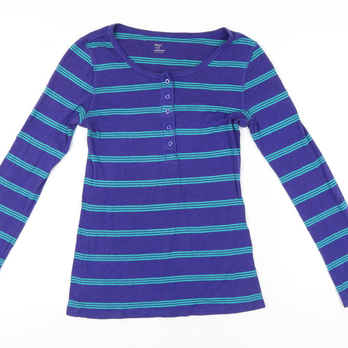 Gap Women’s Blue Striped Long Sleeve Button Up Top Size 8