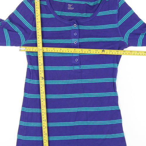 Gap Women’s Blue Striped Long Sleeve Button Up Top Size 8