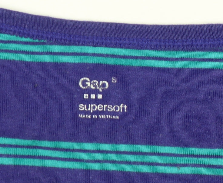 Gap Women’s Blue Striped Long Sleeve Button Up Top Size 8