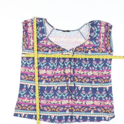 M&Co Women’s Blue Floral Tunic Blouse Size 14 Cotton Sleeveless