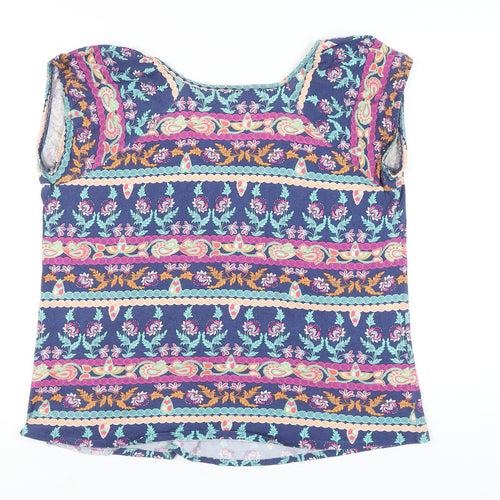 M&Co Women’s Blue Floral Tunic Blouse Size 14 Cotton Sleeveless