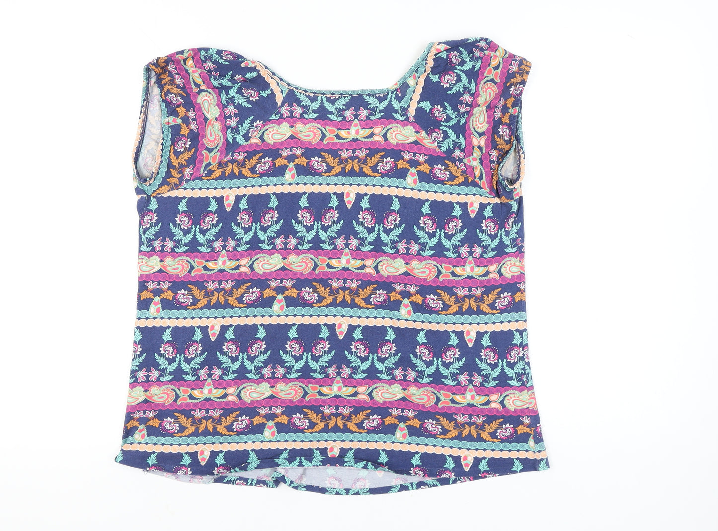 M&Co Women’s Blue Floral Tunic Blouse Size 14 Cotton Sleeveless