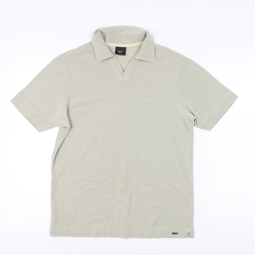 Next Men's Beige Polo Shirt Small Short Sleeve Cotton Blend