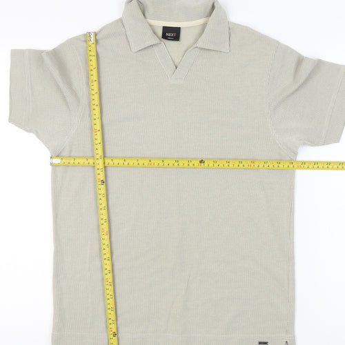 Next Men's Beige Polo Shirt Small Short Sleeve Cotton Blend