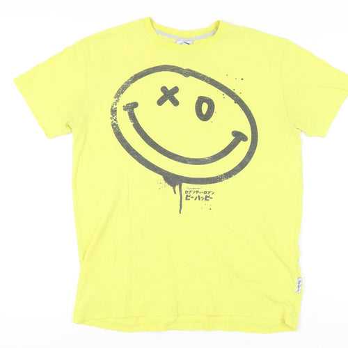 Seventy Seven Unisex Yellow Cotton Graphic T-Shirt L