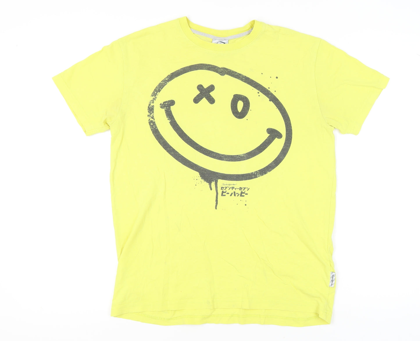 Seventy Seven Unisex Yellow Cotton Graphic T-Shirt L