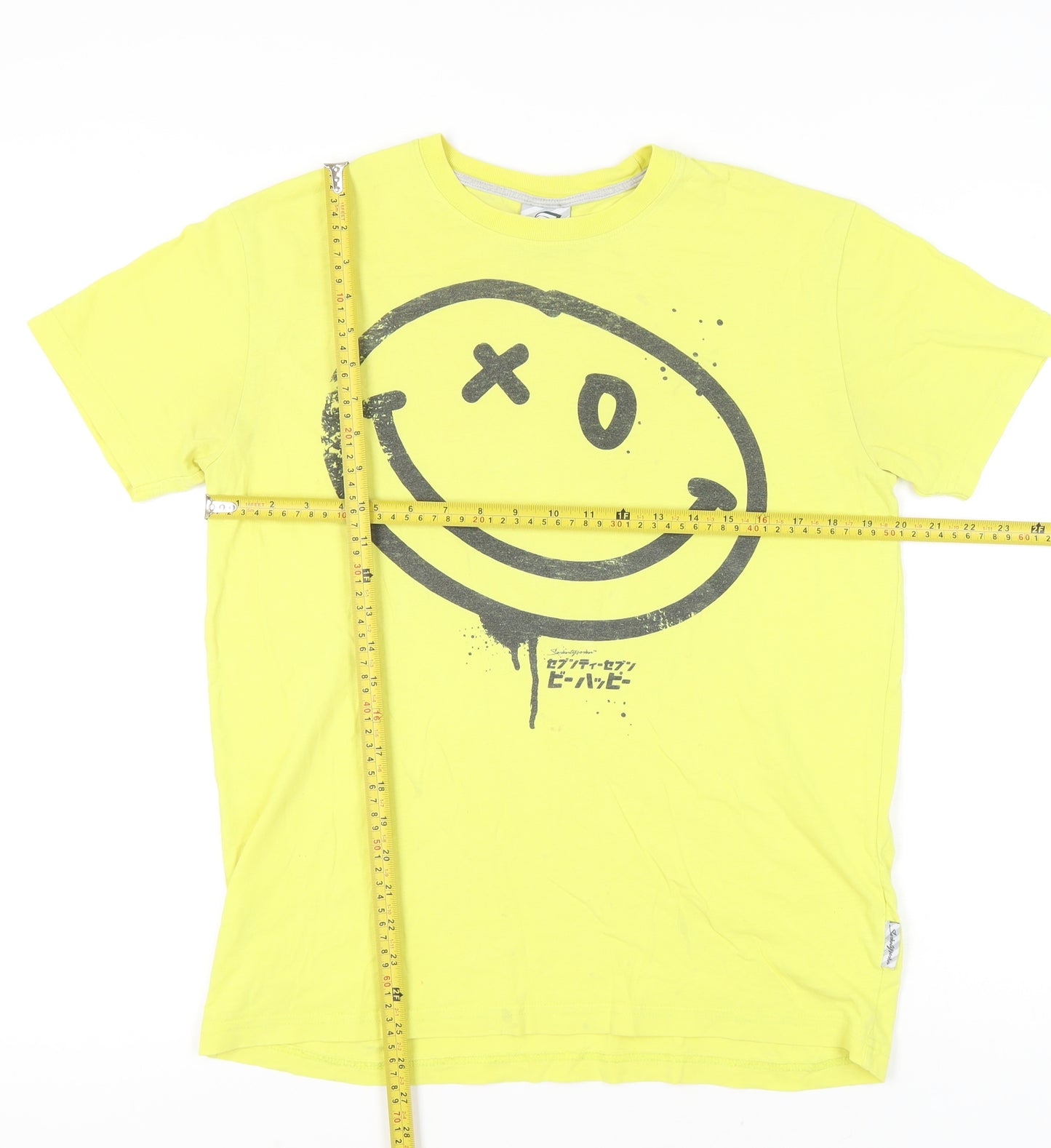 Seventy Seven Unisex Yellow Cotton Graphic T-Shirt L