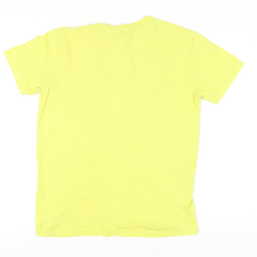 Seventy Seven Unisex Yellow Cotton Graphic T-Shirt L