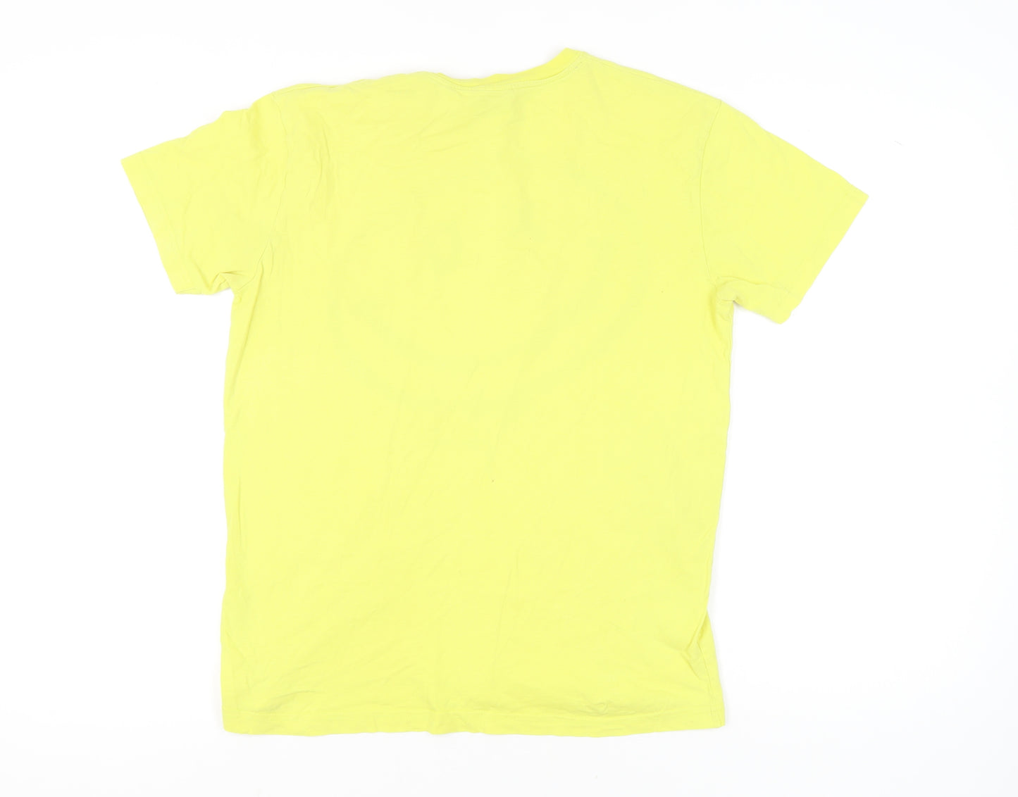 Seventy Seven Unisex Yellow Cotton Graphic T-Shirt L