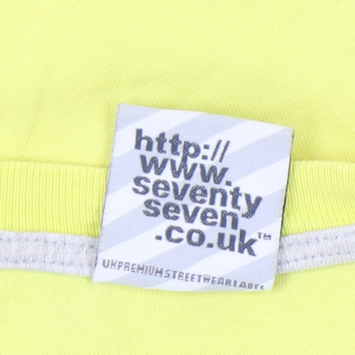 Seventy Seven Unisex Yellow Cotton Graphic T-Shirt L