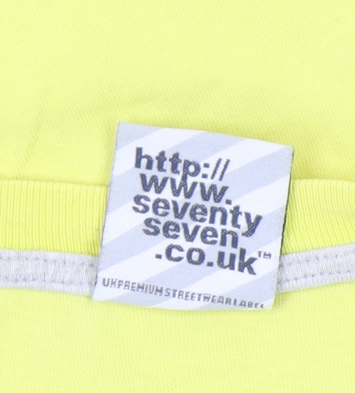 Seventy Seven Unisex Yellow Cotton Graphic T-Shirt L