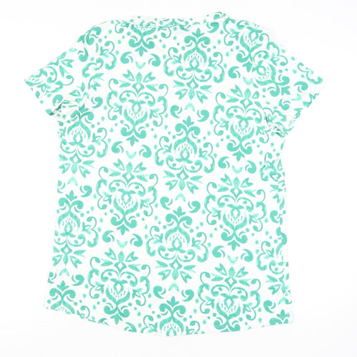 Bonmarché Womens Green Floral Tunic Blouse Size 16 Short Sleeve
