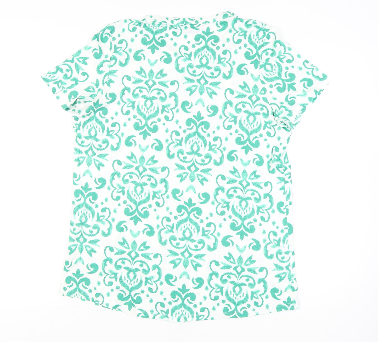 Bonmarché Womens Green Floral Tunic Blouse Size 16 Short Sleeve