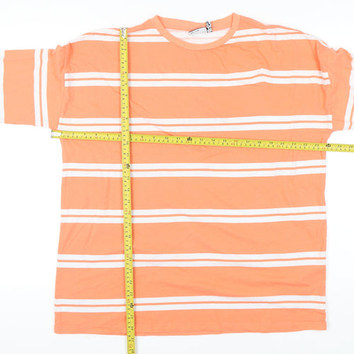 ASOS Design Womens Orange Striped Long Sleeve Cotton T-Shirt UK 10