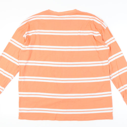 ASOS Design Womens Orange Striped Long Sleeve Cotton T-Shirt UK 10