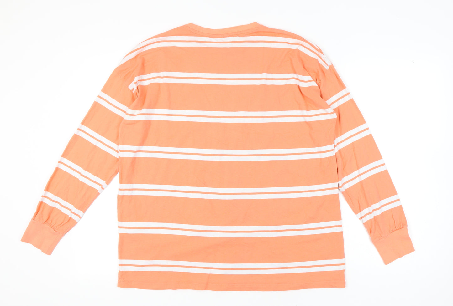ASOS Design Womens Orange Striped Long Sleeve Cotton T-Shirt UK 10