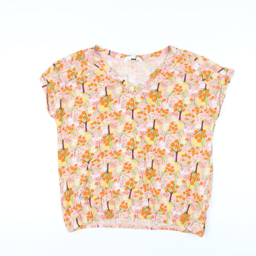 Next Womens Multicoloured Floral Cotton Blouse UK 14 V-Neck Tunic Top