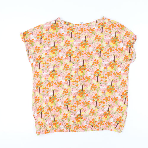 Next Womens Multicoloured Floral Cotton Blouse UK 14 V-Neck Tunic Top