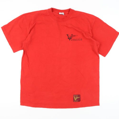 Venezia Men’s Red L T-Shirt Crew Neck Italian Logo Vintage