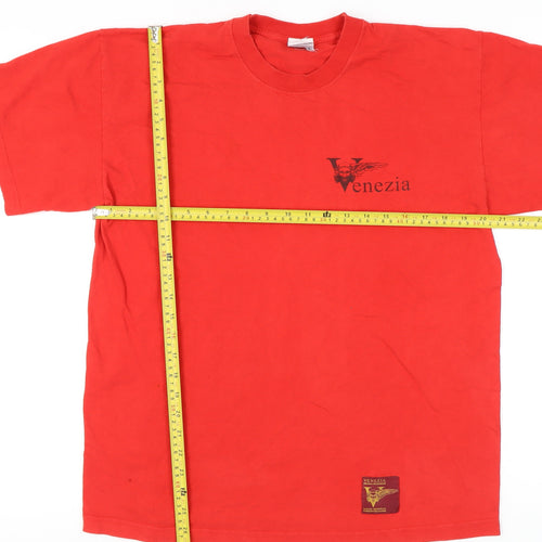 Venezia Men’s Red L T-Shirt Crew Neck Italian Logo Vintage