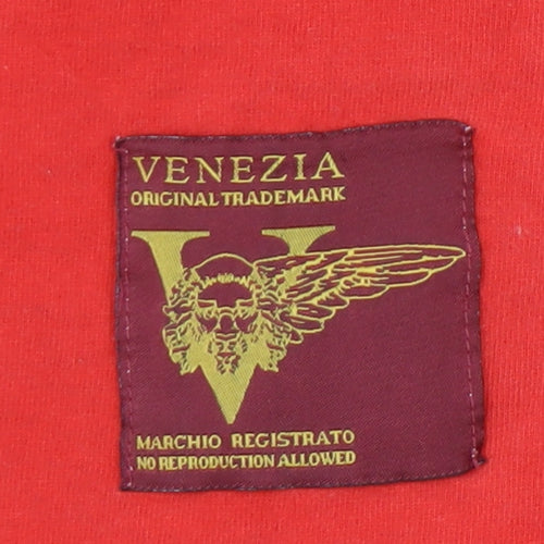Venezia Men’s Red L T-Shirt Crew Neck Italian Logo Vintage