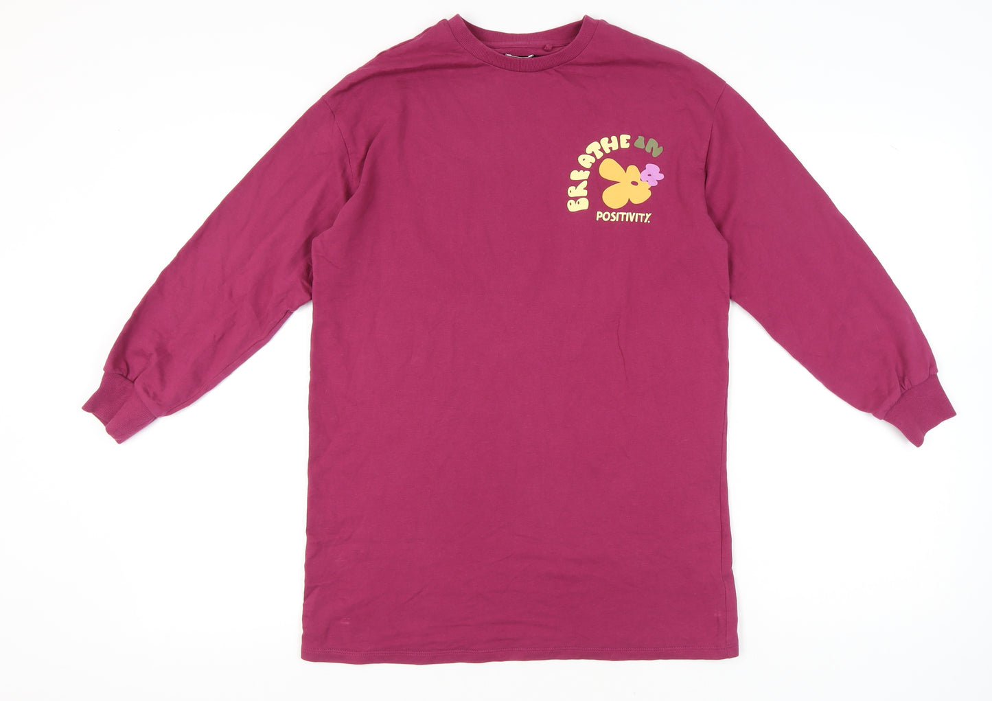 Next Girls Purple Long Sleeve Graphic T-Shirt 13Y Regular Fit Cotton